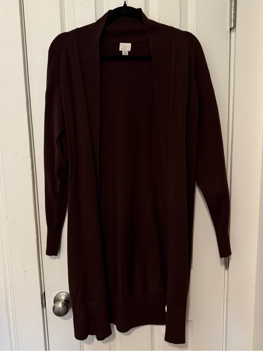 a new day Long Open-Front Cardigan in Deep Brown